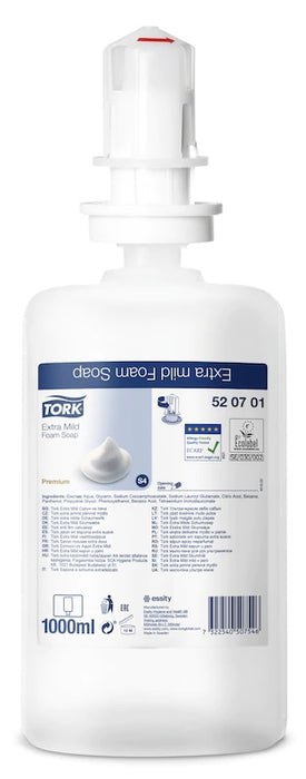 Tork Extra Mild Foam Soap S4 - Clear Unscented 1000ml x 6 Refills per case 2500 x Doses per refill