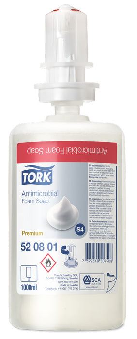 Tork Antimicrobial Foam Soap S4 - Clear Mild Scent 1000ml x 6 Refills per case 2500 x Doses per refill
