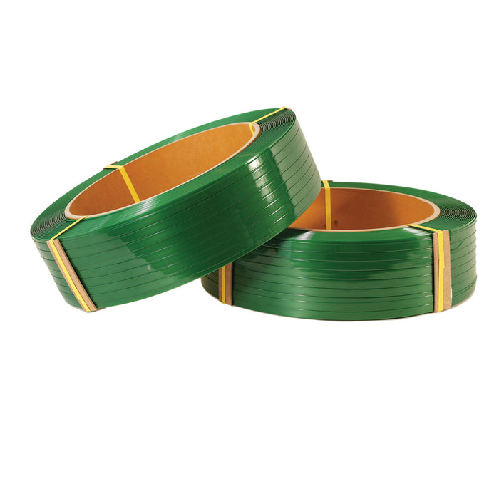 Green Embossed PET Strapping 520kg Break Load 16mm x 1100m 0.9mm