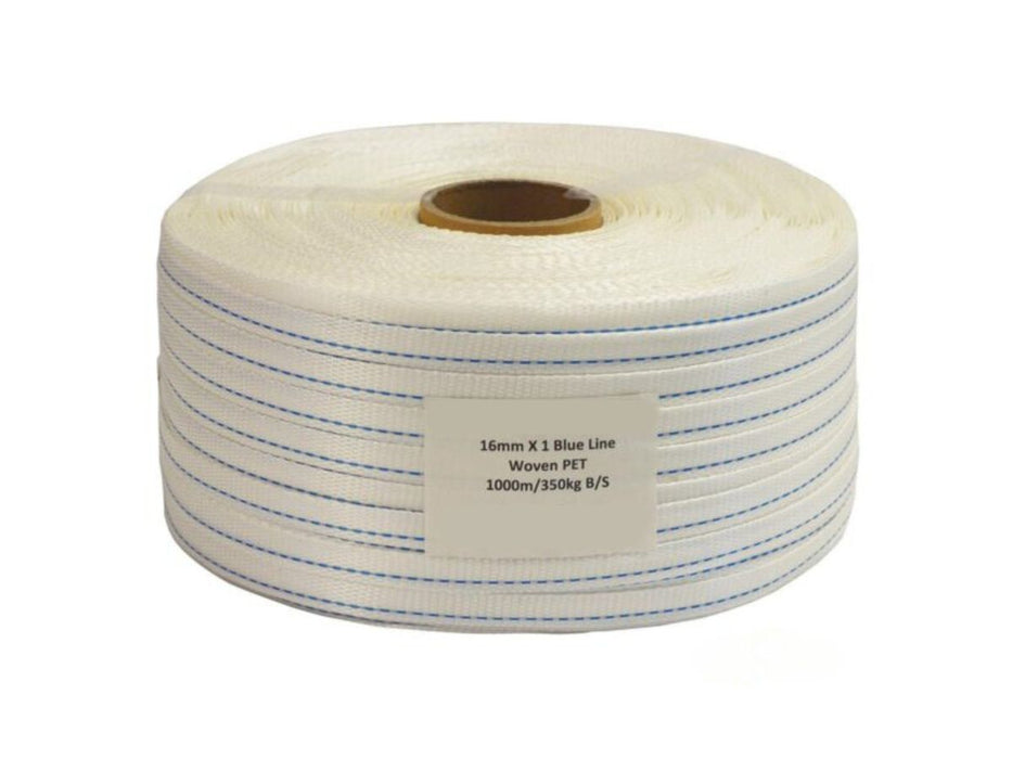 1 Blue Line Standard Duty Woven Polyester Strapping 350kg Break Load 16mm x 1000m