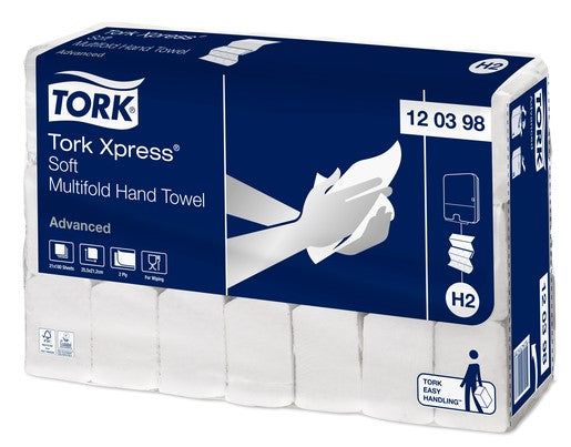 Tork Express - Soft Multifold Hand Towel H2 25.5cm(L) x 21cm(W) 2 PLY 180 x Sheets/Pack 21 x Packs/Carton