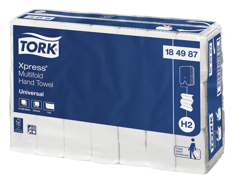 Tork Express Multifold Hand Towel/Slimline Universal - H2 24cm(L) x 21cm(W) 1 PLY 230 x Sheets/Pack 21 x Packs/Carton