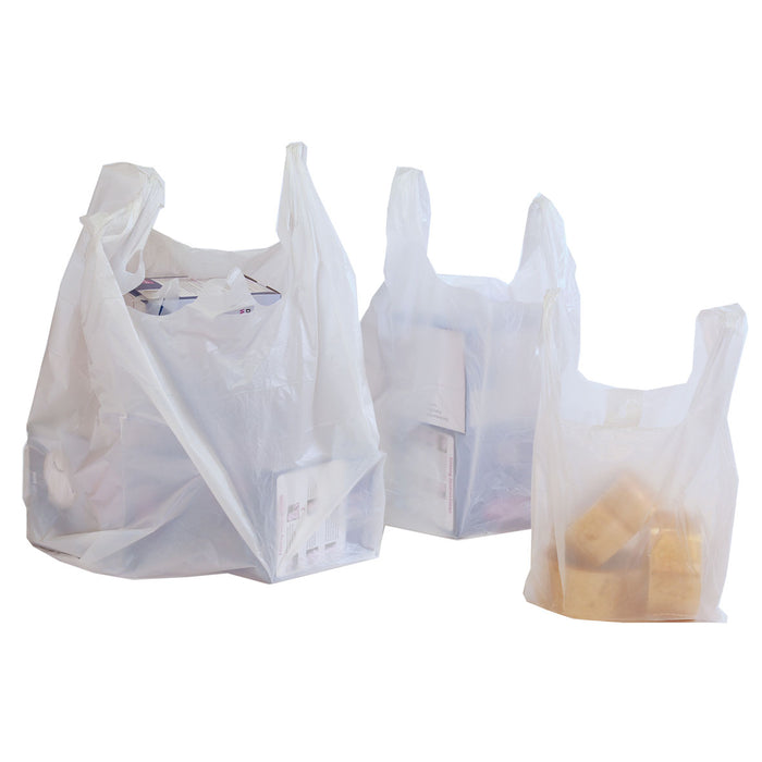 VIC ONLY White Embossed Reusable Large Singlet Bags 40um
