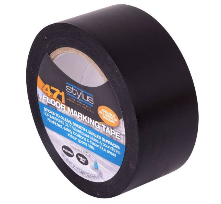 PVC Indoor Floor Tape Black 48mm