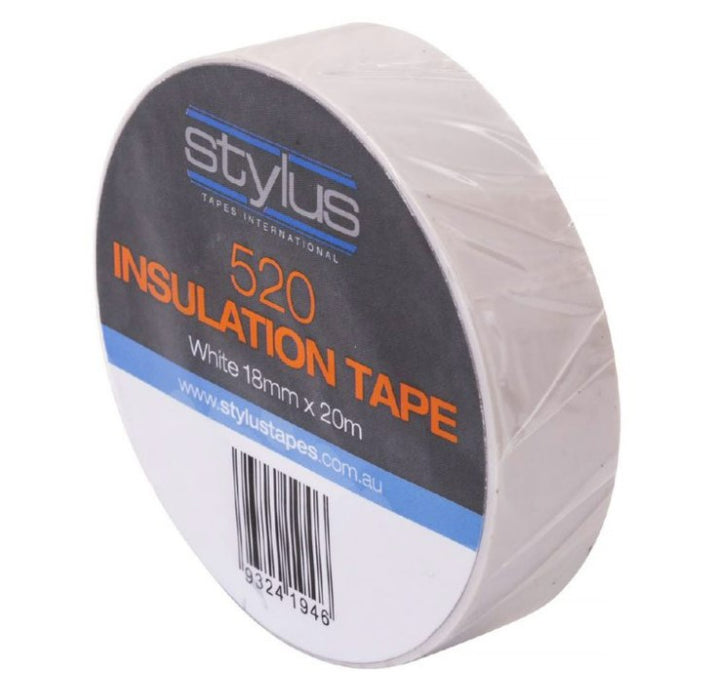 Stylus Electrical Insulation Tape White 18mm
