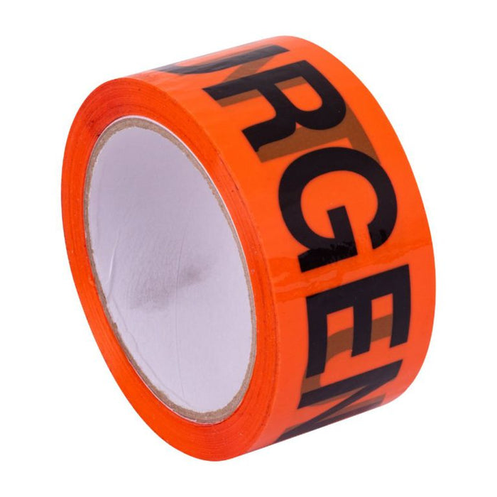 Stylus Acrylic 'URGENT' Tape Fluro Orange/Black 48mm