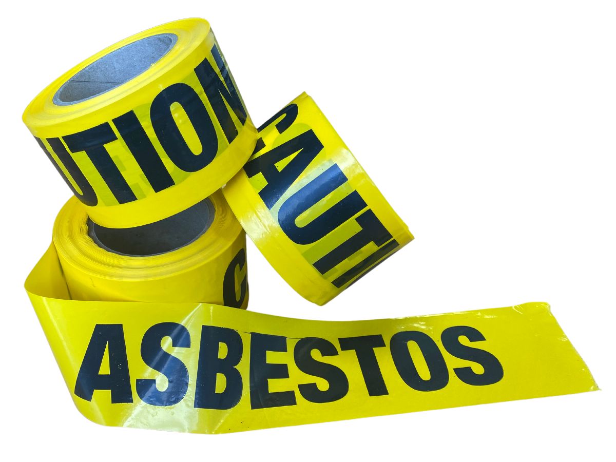 Asbestos Warning Barrier Tape 'CAUTION ASBESTOS' 75mm x 100m - Premium ...