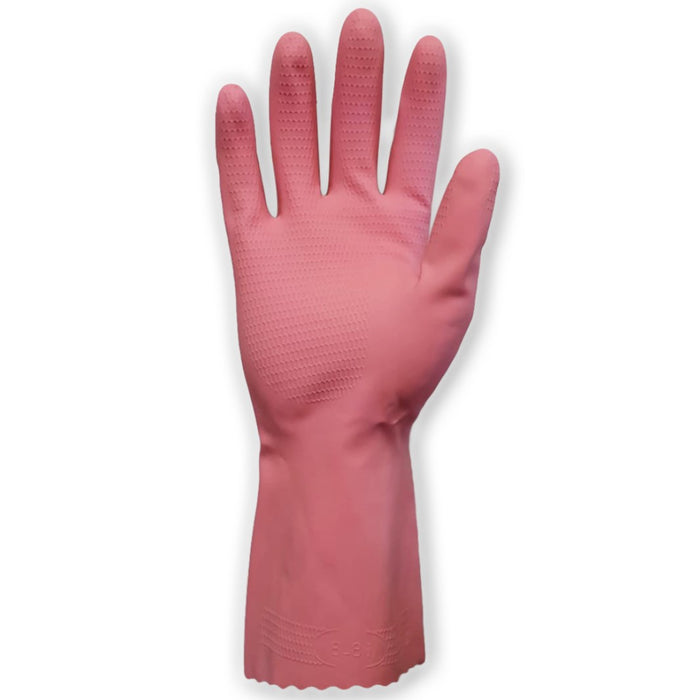 Silverlined Pink Rubber Glove 7 Small