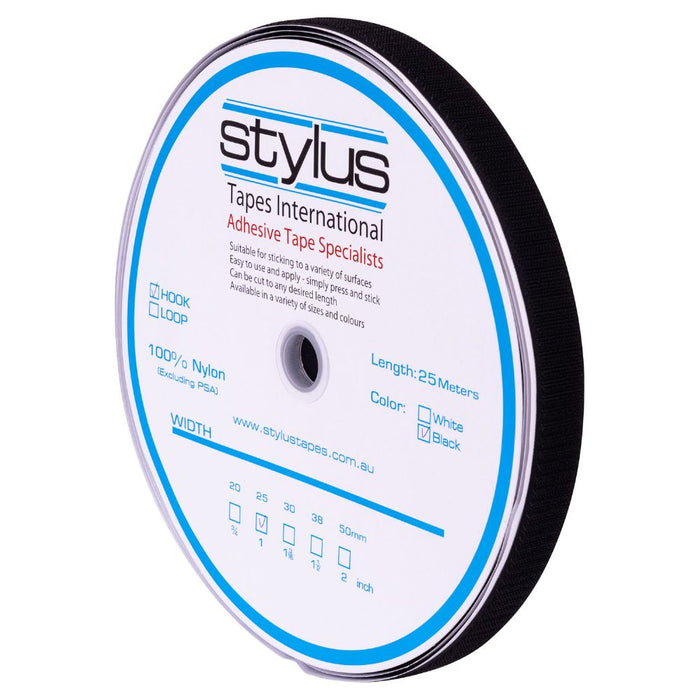 Stylus Self Adhesive Black Hook 25mm