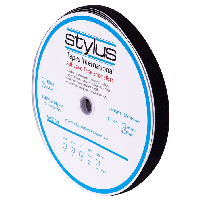 Stylus Self Adhesive Black Loop 25mm