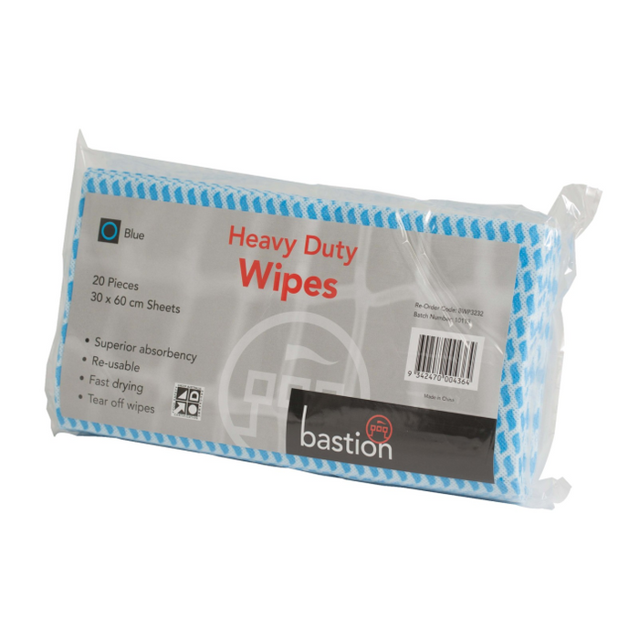 Heavy Duty Wipes Blue - Pack 300mm x 600mm 20 x WIPES/PACK 10 x PACKS/CTN
