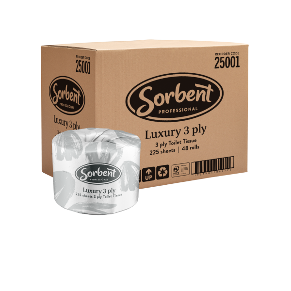Sorbent Professional Luxury Toilet Tissue 3 Ply 225 Sheets/ROLL 48 Rolls/CTN