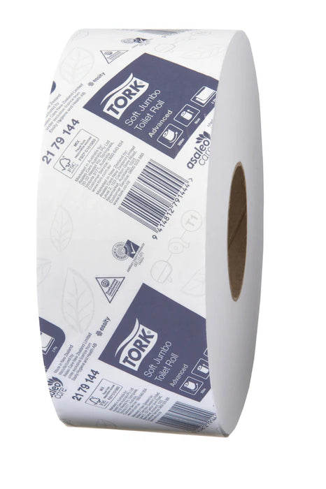 Tork Soft Jumbo Toilet Roll 2 PLY - White - T1 320 metres x 6 Rolls/Carton