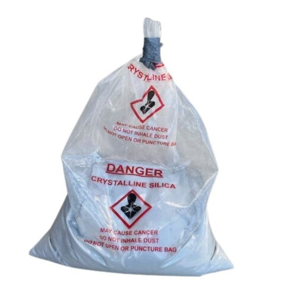 Clear Printed RCSD Silica Dust Bags 600mm x 900mm 200um