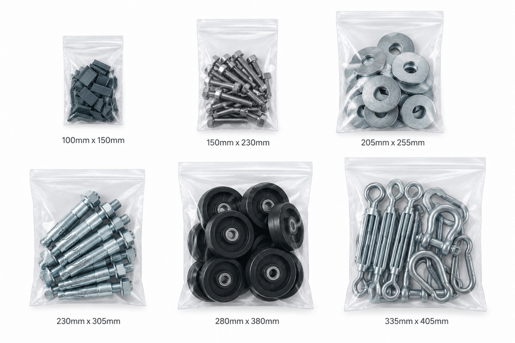 Clear Heavy Duty Ziplock Resealable Bags 280mm x 380mm 100um