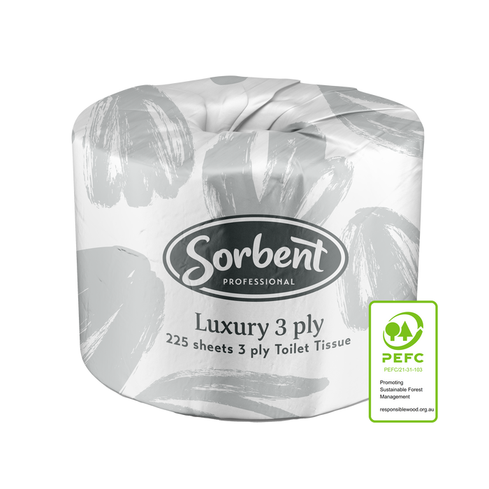 Sorbent Professional Luxury Toilet Tissue 3 Ply 225 Sheets/ROLL 48 Rolls/CTN