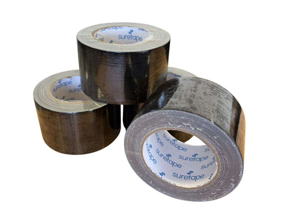 Surepak General Purpose Cloth Tape - Black 72mm x 25m