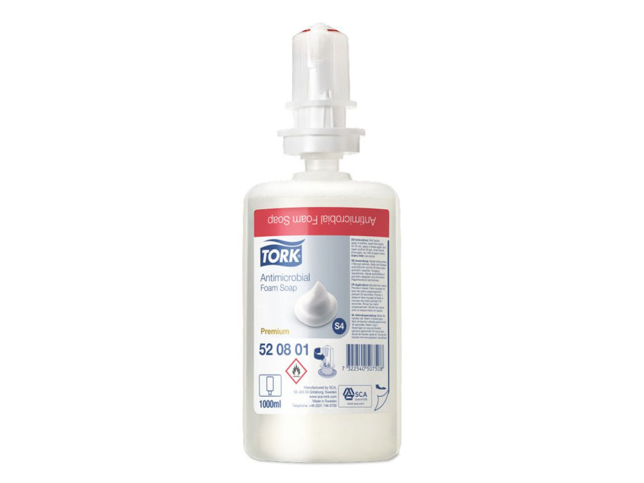 Tork Antimicrobial Foam Soap S4 - Clear  Mild Scent 1000ml x 6 Refills per case 2500 x Doses per refill