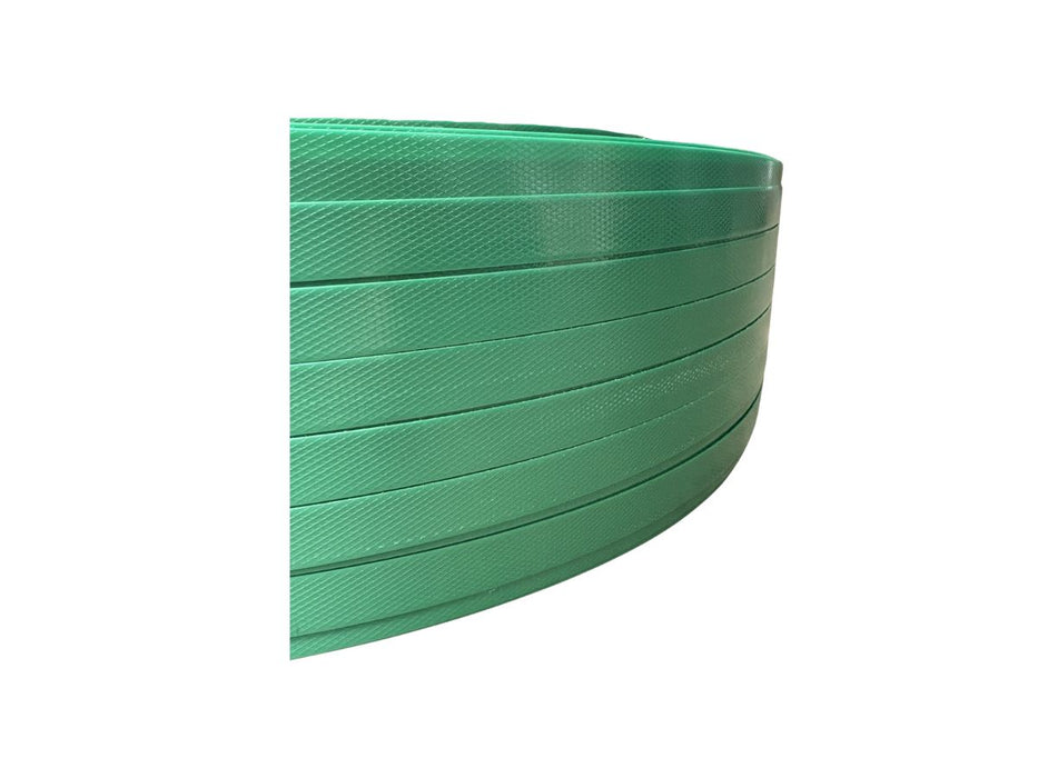 Green Embossed PET Strapping 520kg Break Load 16mm x 1100m 0.9mm