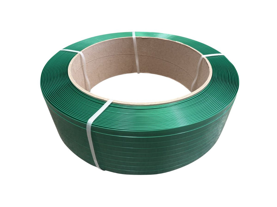 Green Smooth PET Strapping 520kg Break Load 16mm x 1100m 0.9mm